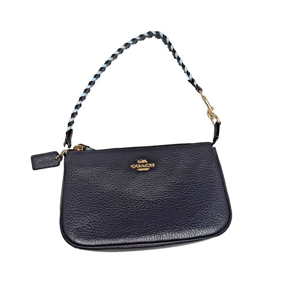 Coach Blue Pebbled Leather Clutch Shoulder Bag Wristlet Convertible NWOT - Picture 1 of 16